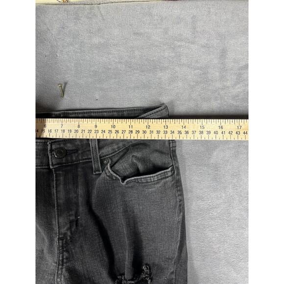 Levi's 711 Skinny Jeans Womens 28 Black Wash Denim Cotton Mid-Rise Distressed - Picture 3 of 7